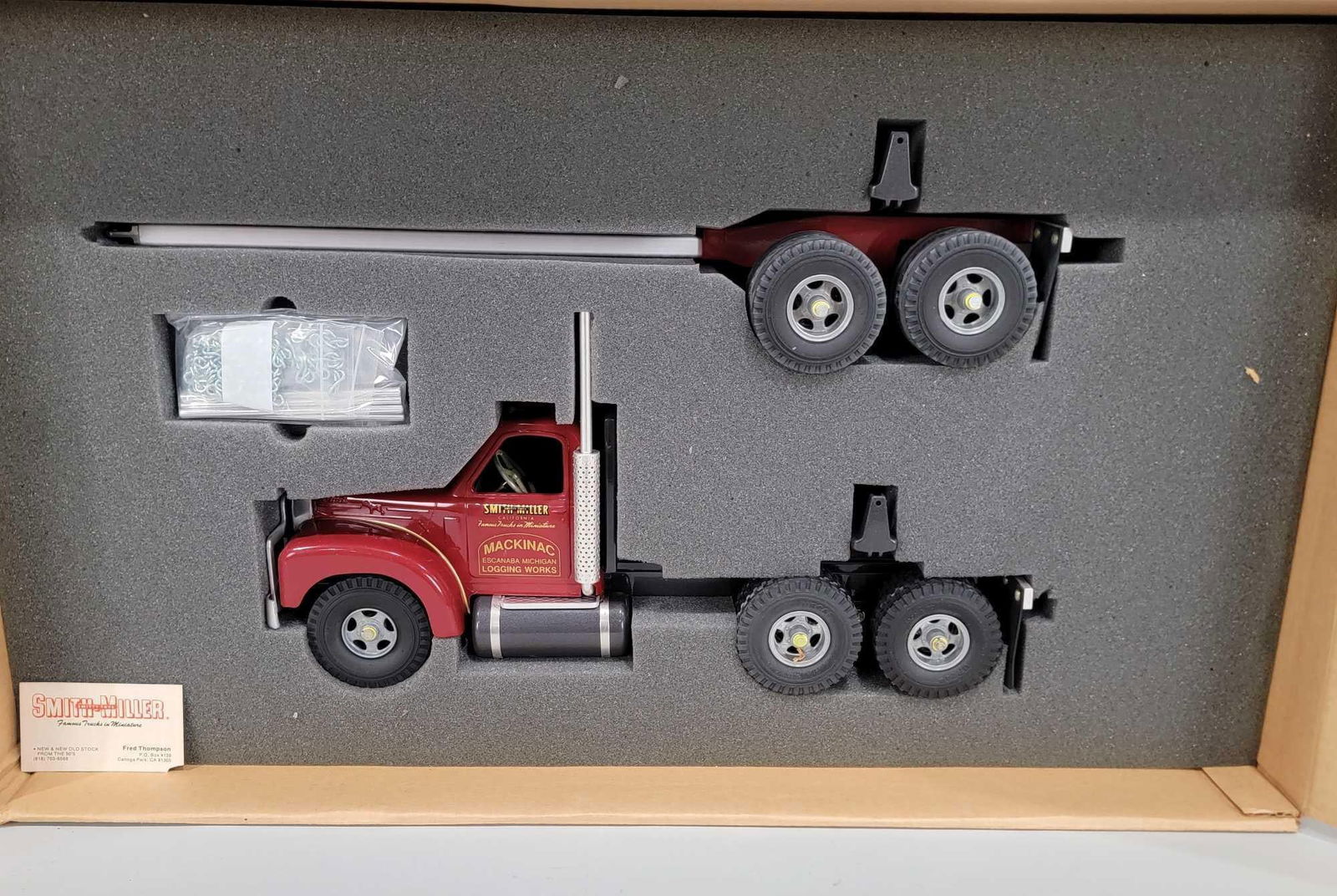 Fred Thompson Smith-Miller "B" Mack Mackinac Logging Works Truck & Trailer NIB (1 of 4)