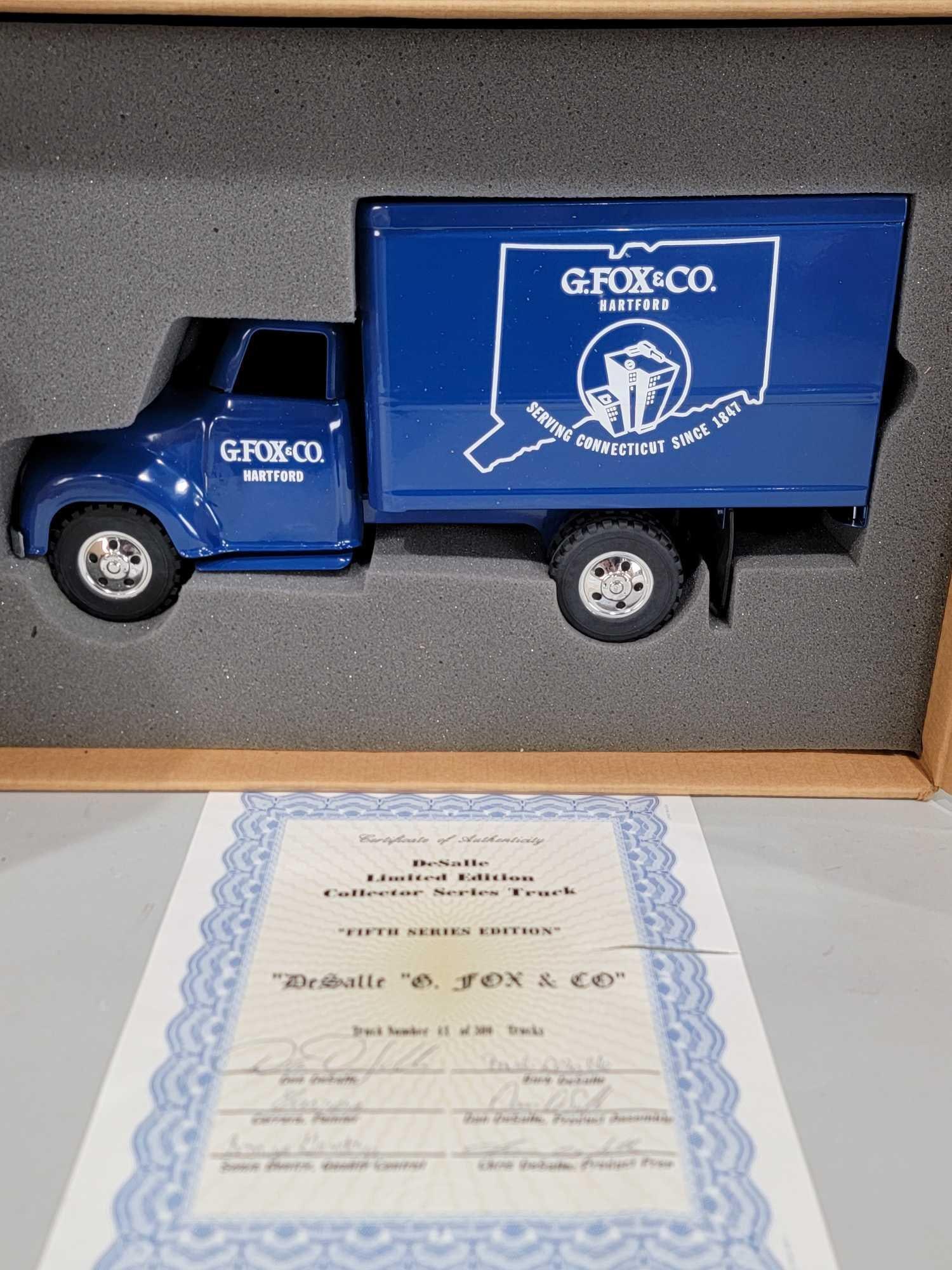 De Salle Tonka 1956 Style G. Fox # Co. Van Truck NIB: rated 9.5, 15"L., the toy is in excellent condition, we open the boxes for the first time.