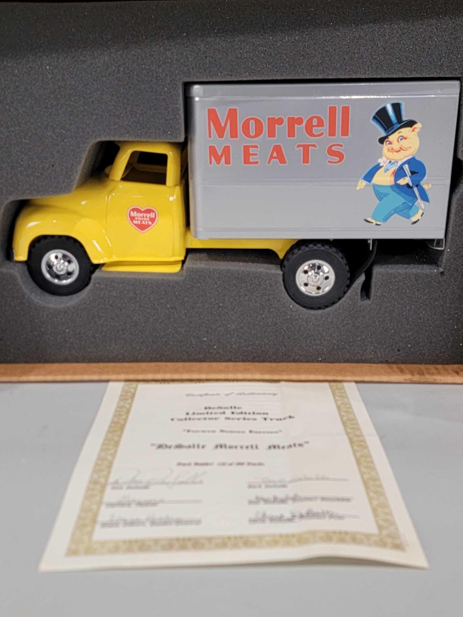 De Salle Tonka 1956 Style Morrel Meats w/logo Van Truck NIB: rated 9.5, 36"L., the toy is in excellent condition, we open the boxes for the first time.
