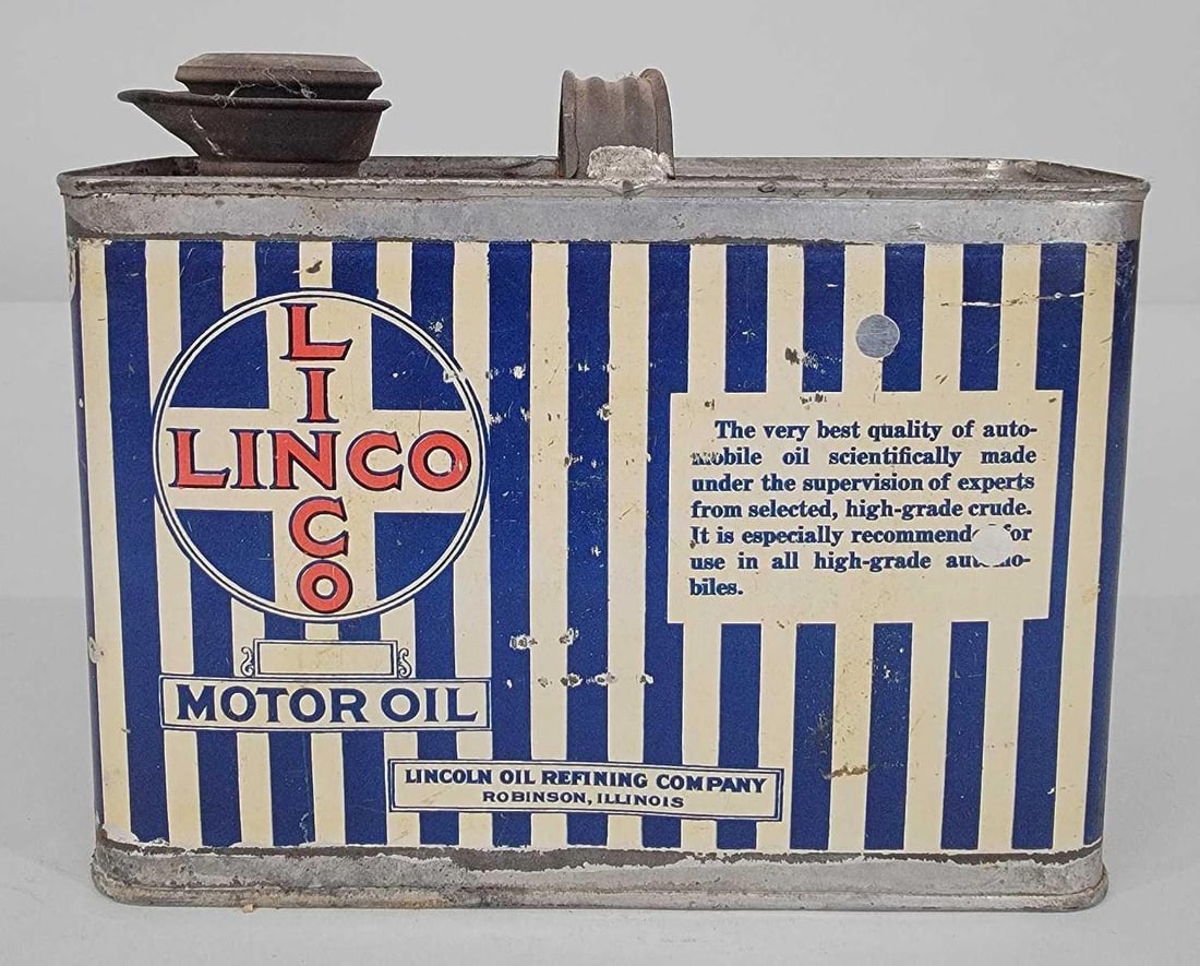 Linoco Motor Oil Half-Gallon Flat Metal Can (1 of 4)