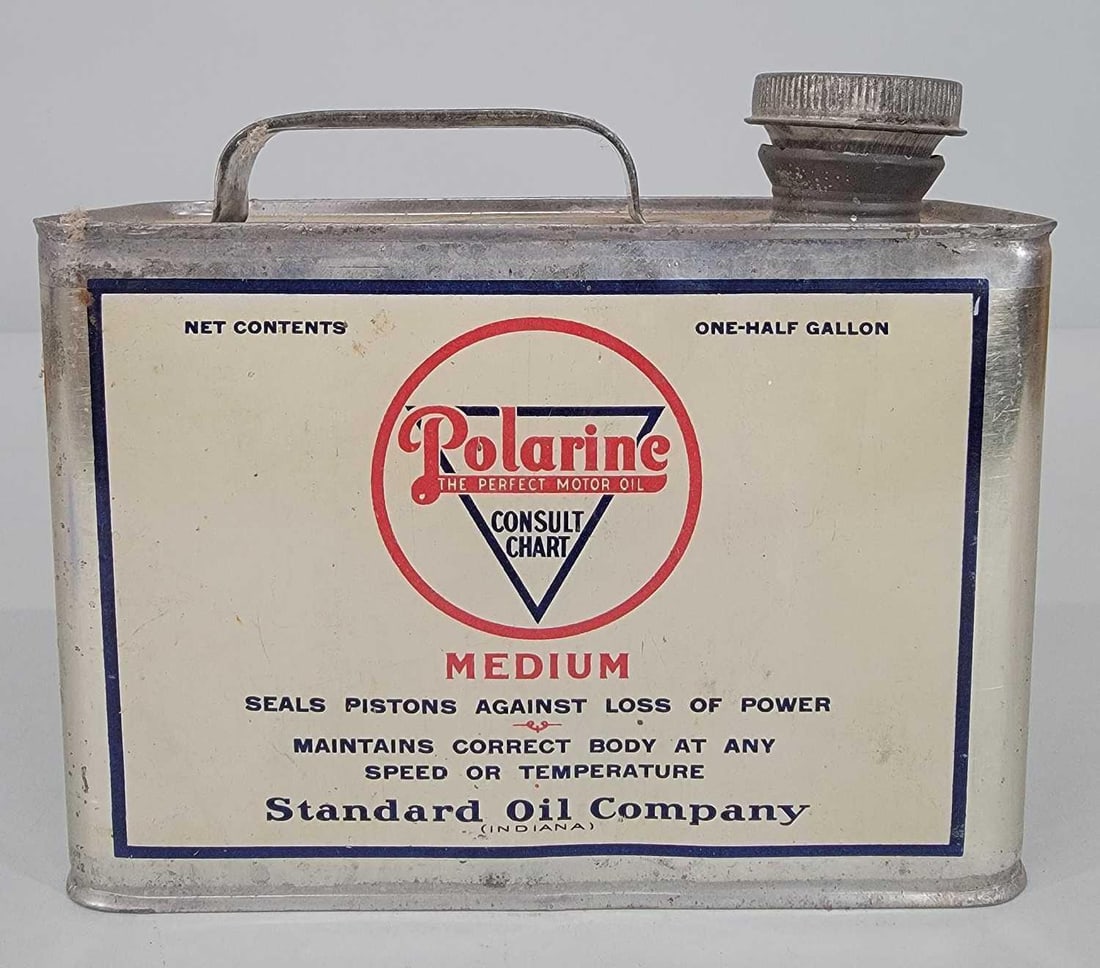 Standard Medium Motor Oil Half-Gallon Flat Metal Can (1 of 4)