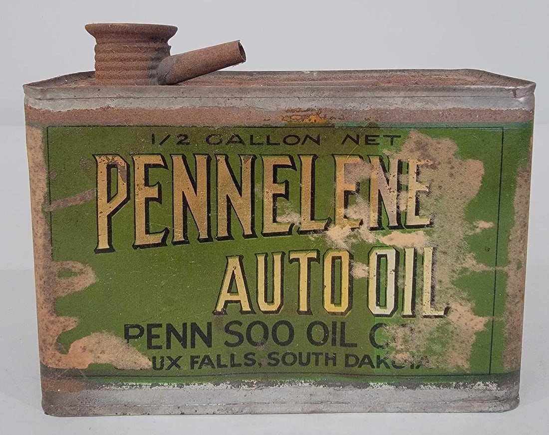 Pennelene Auto Oil Half-Gallon Flat Metal Can (1 of 4)
