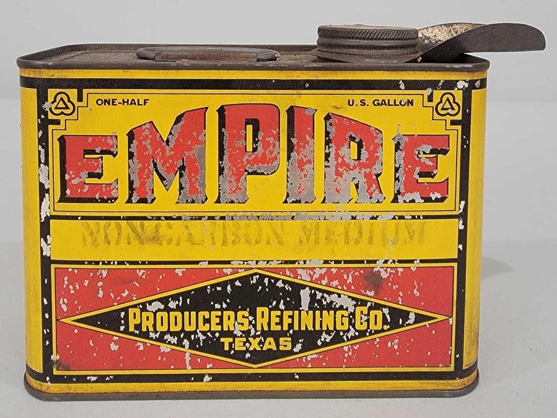 Empire (Texas) Motor Oil Half-Gallon Flat Metal Can (1 of 4)