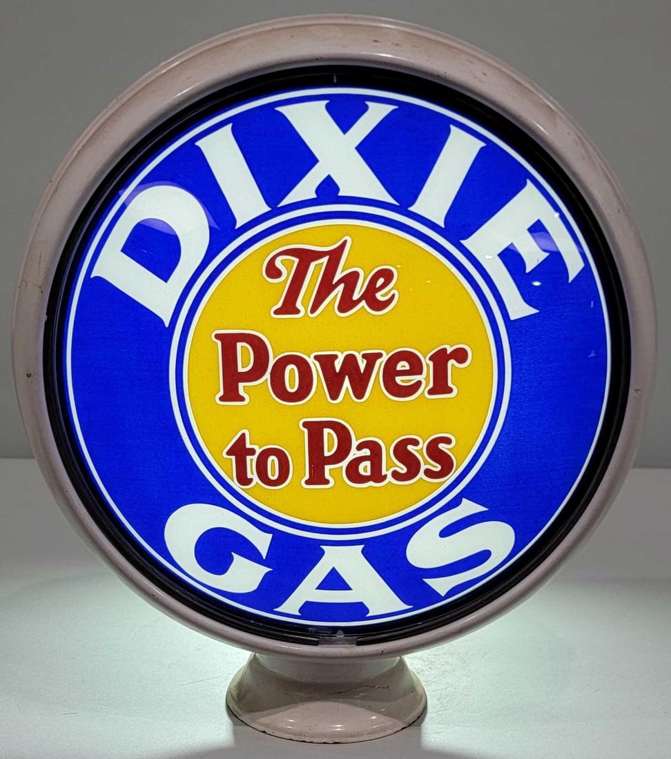 Dixie Gas "The Power to Pass" 15" Single Globe Lens in a Porcelain Body (TAC) (1 of 3)
