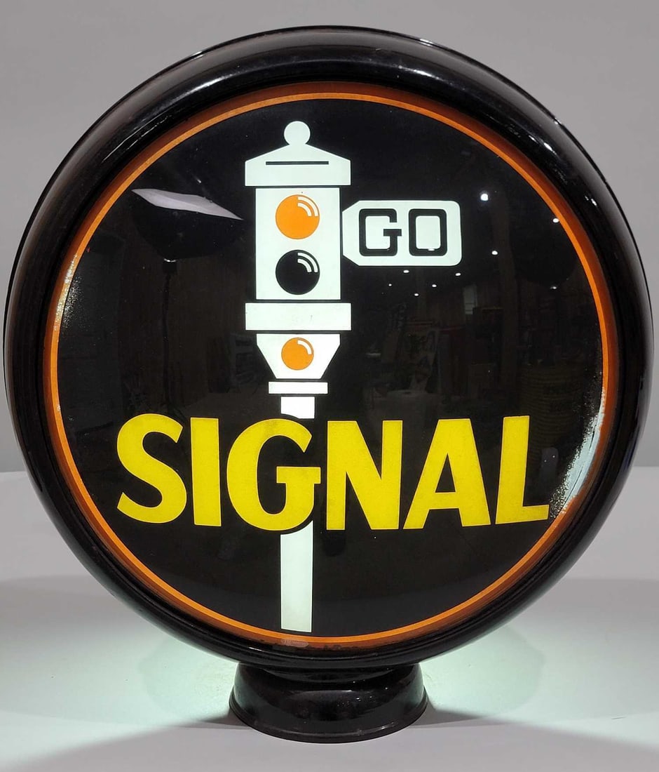 Signal Gasoline w/Red Stoplight Logo 15" Single Globe Lens (TAC) (1 of 2)