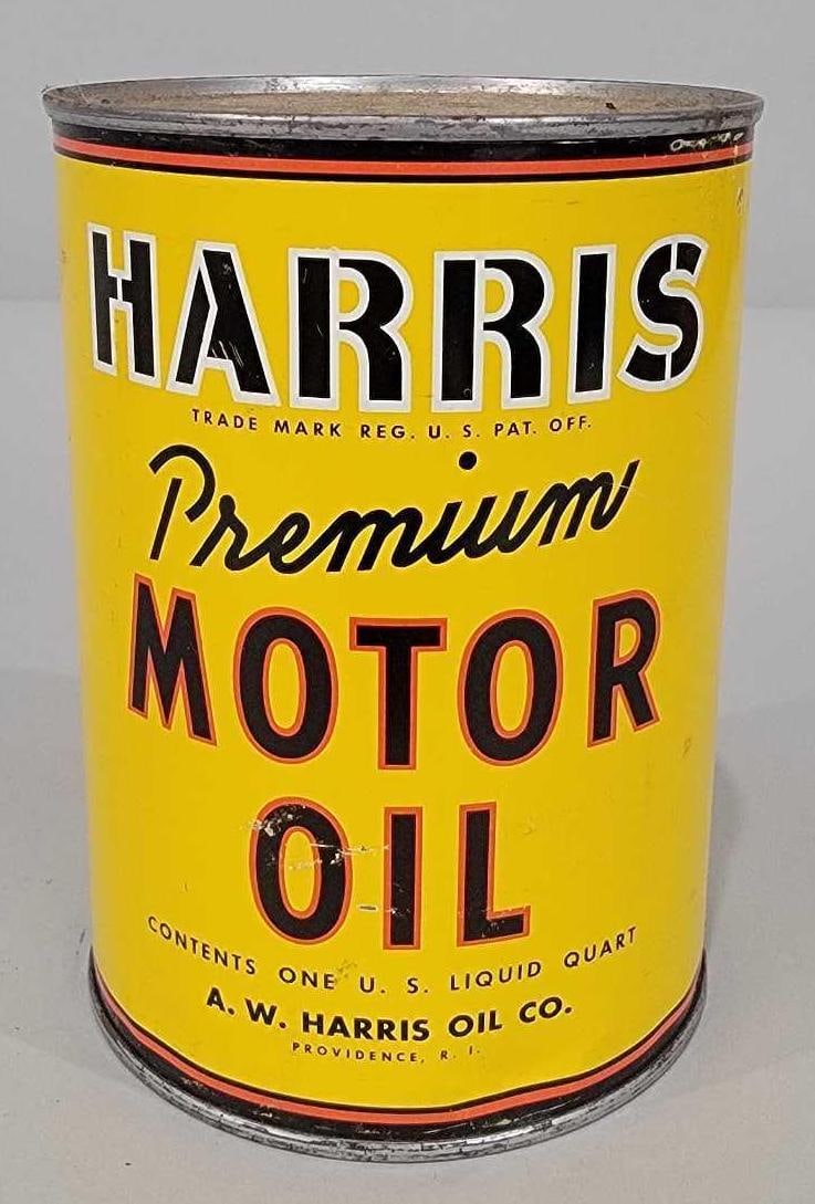 Harris Premium Motor Oil One Quart Round Metal Can (TAC) (1 of 5)
