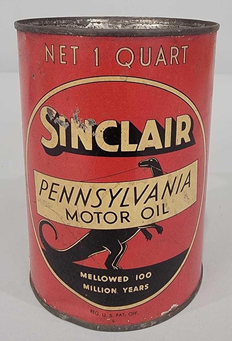 Sinclair Pennsylvania Motor Oil w/Standing Dinosaur Logo Quart Can (TAC) (1 of 5)