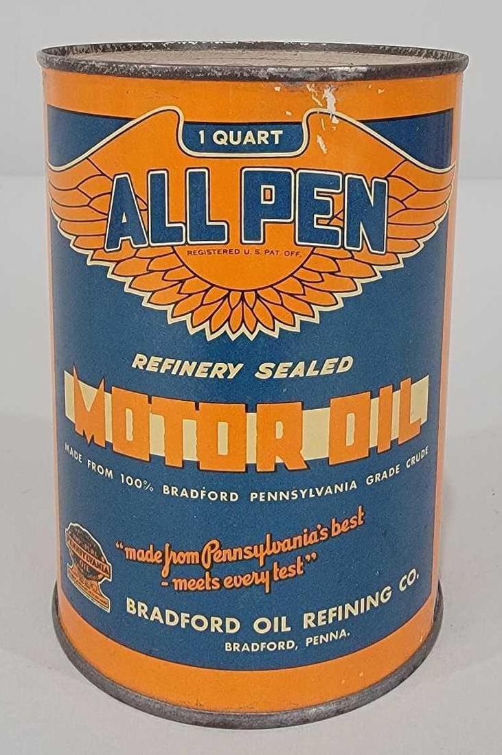 All Penn Motor Oil One Quart Round Metal Can (TAC) (1 of 5)