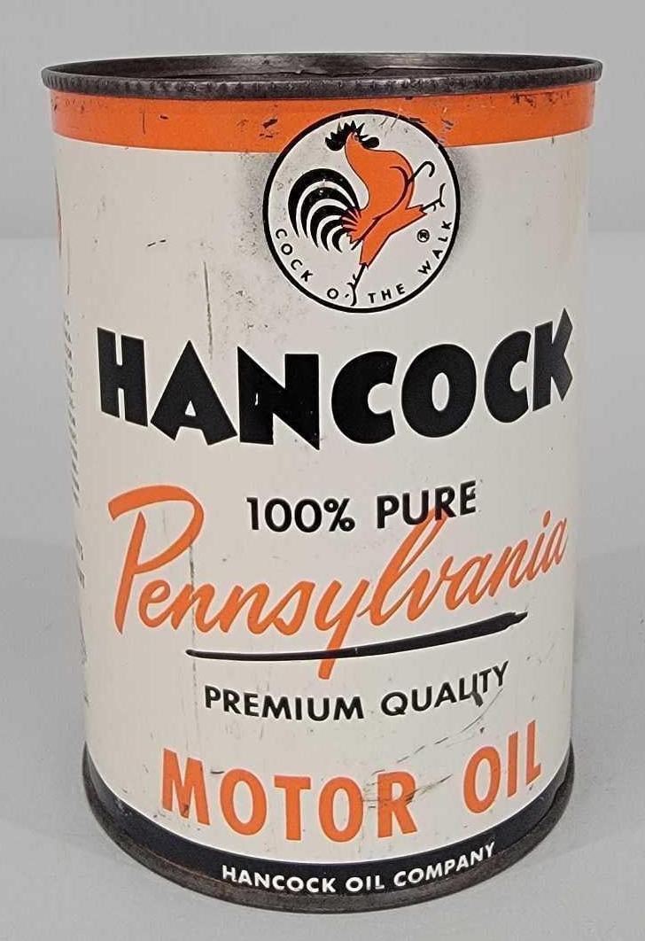 Hanco6ck Pennsylvania Motor Oil One Quart Round Metal Can (TAC) (1 of 5)