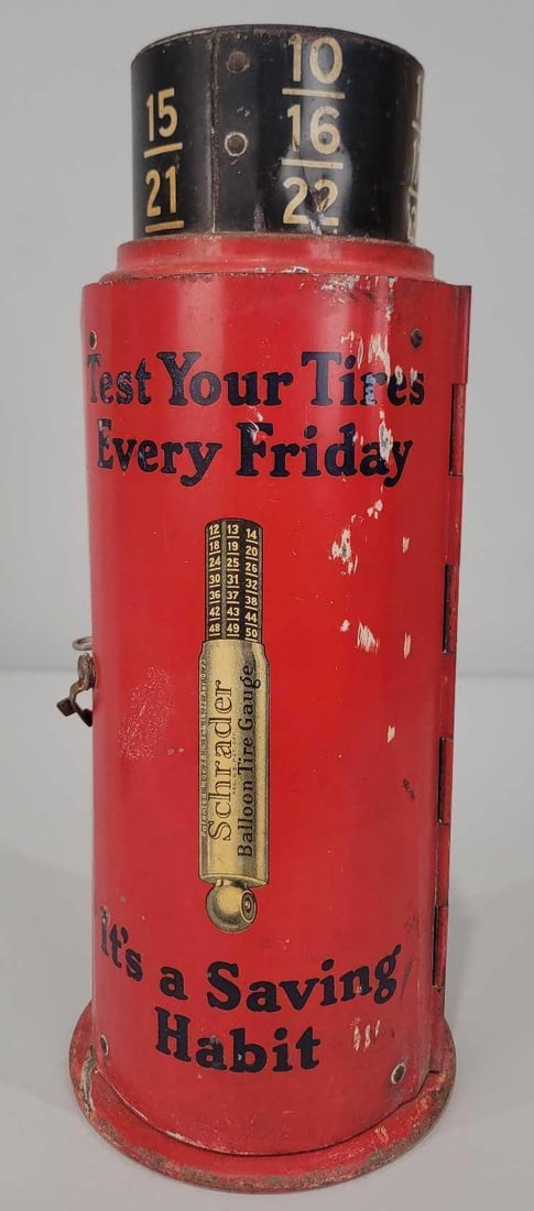 Schrader Tire Gauge (red) Metal Counter-Top Display Cabinet (TAC) (1 of 5)