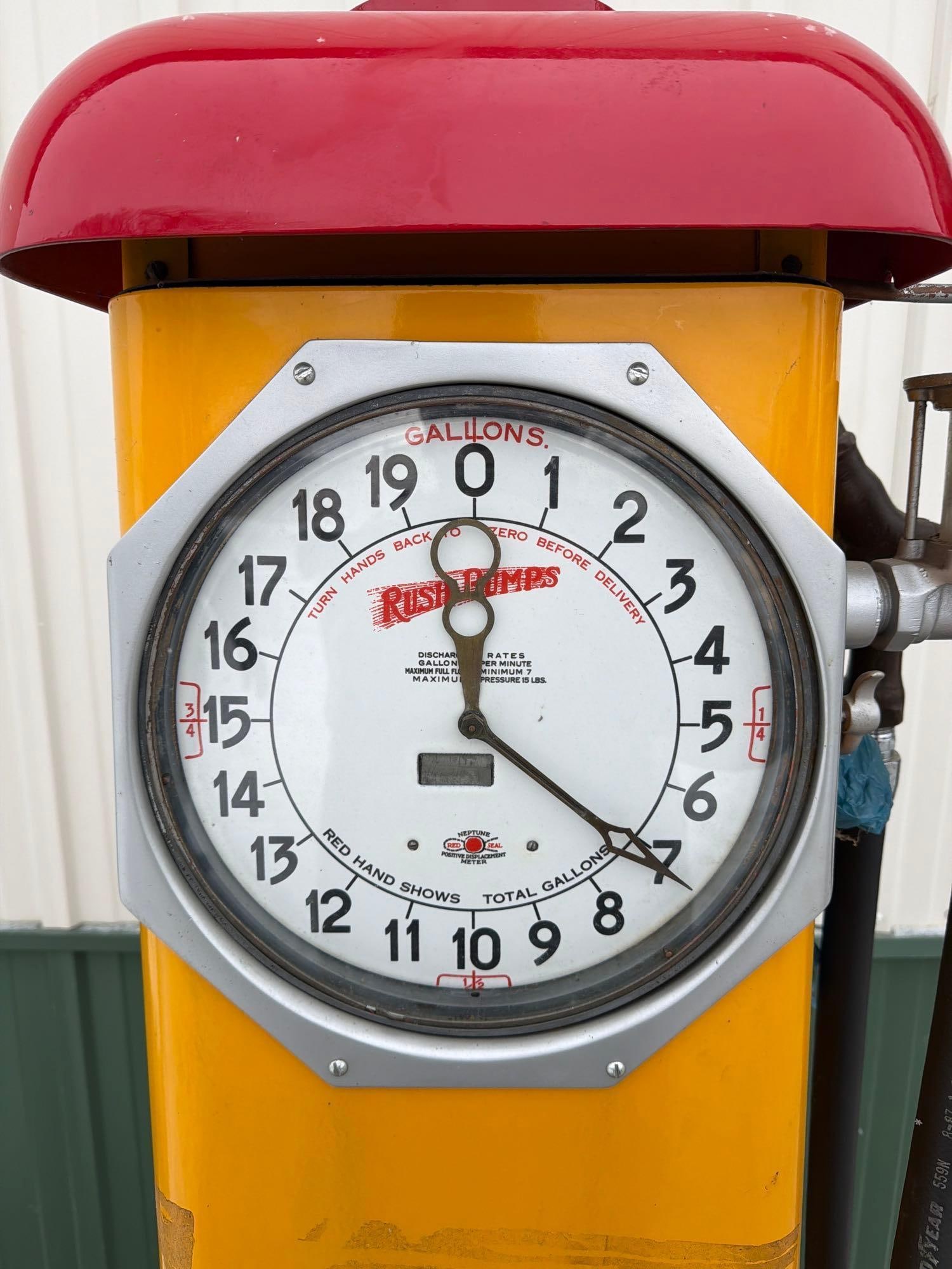 1932 Rush Model #M-2 Clock Face Gas Pump (restored) - 2