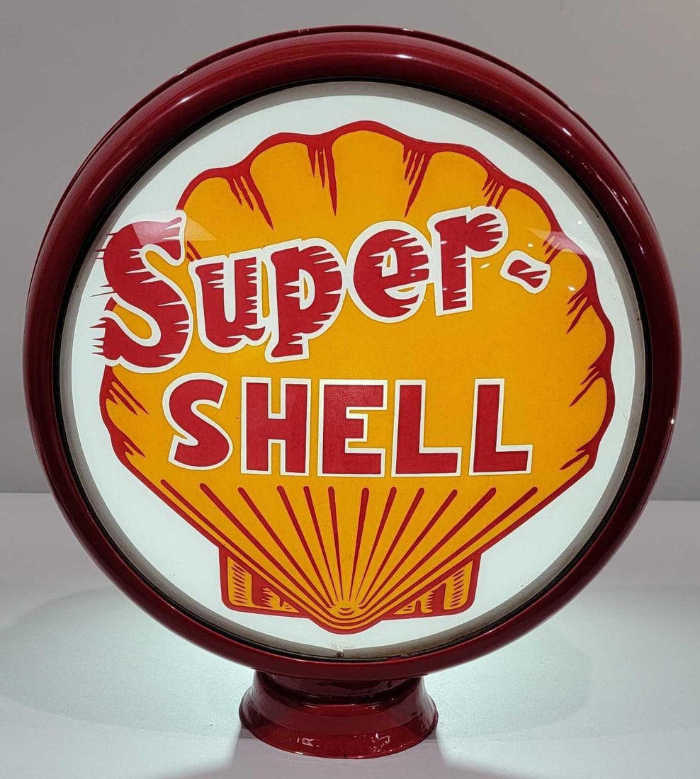 Rare West Coast Super Shell 15" Single Globe Lens (TAC): rated 9.5, 15"D., the single globe lens is in excellent condition, mounted in a new metal globe body. TAC #025668