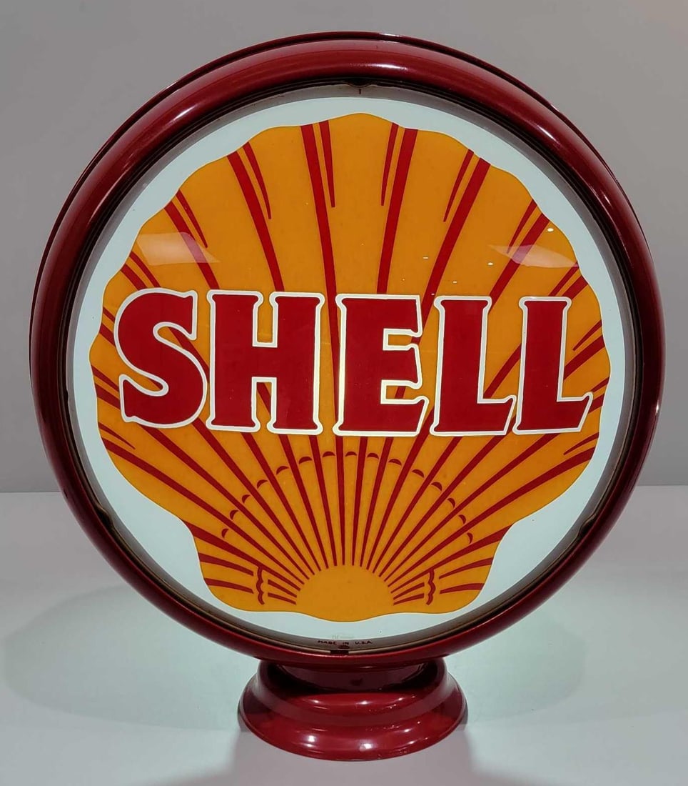 West Coast Shell w/Logo 15" Single Globe Lens (TAC): rated 9, 15"D., single globe lens is in excellent condition, mounted in a new metal globe body. TAC #025669