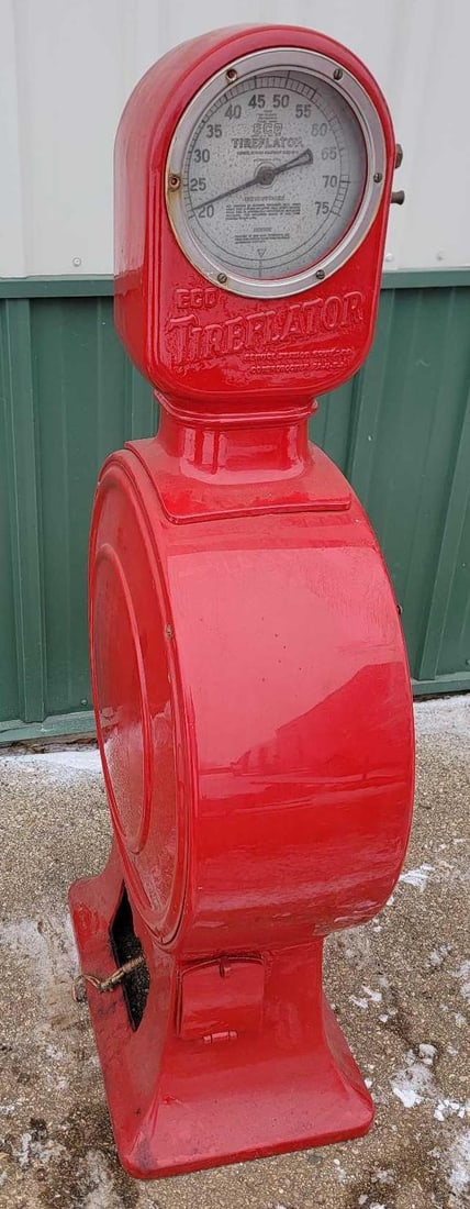 Service Station Eq. ECO Air Meter mounted on Drum: Air meter has been professionally restored, appears complete except for name plate and lower access door. This Item must be picked up in Wisconsin