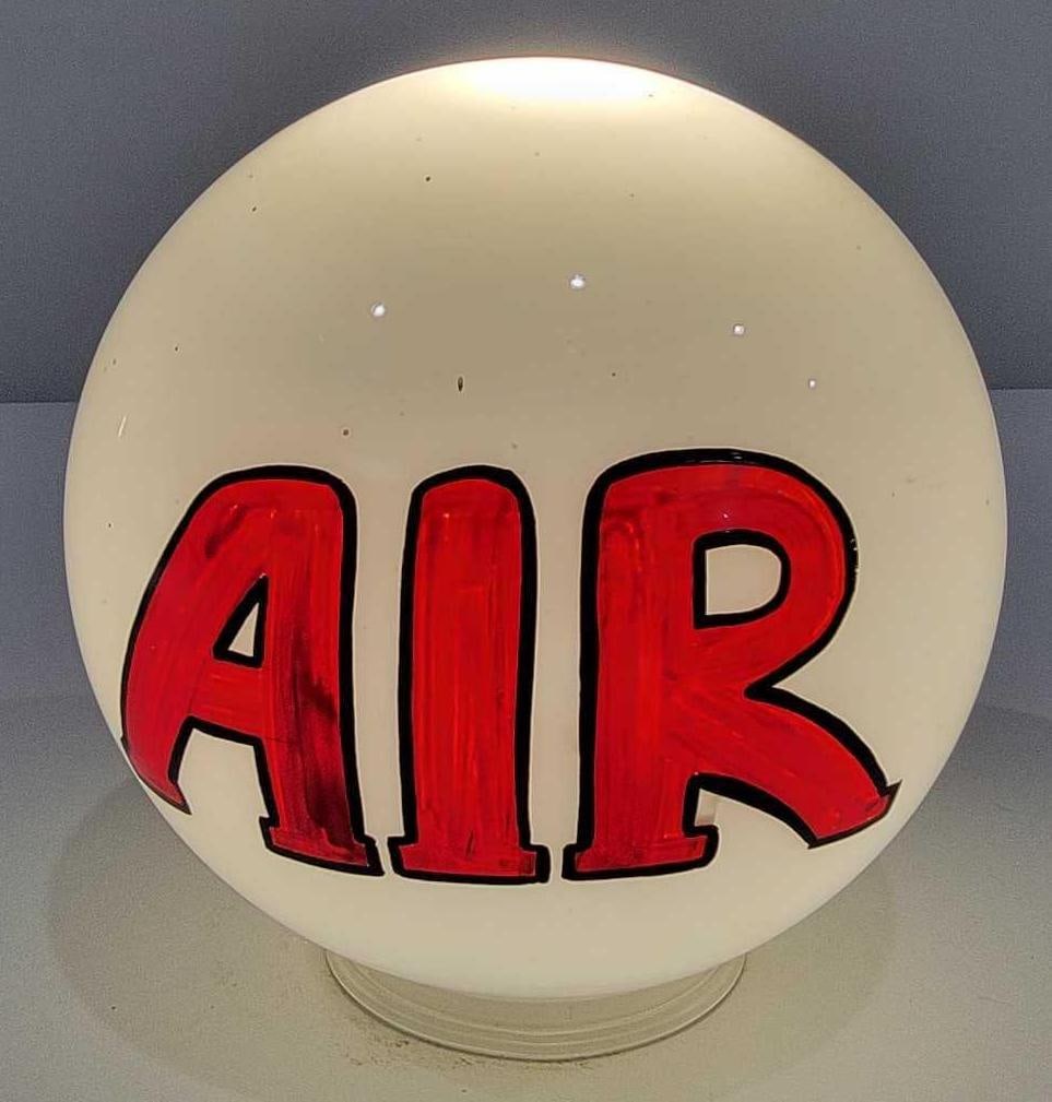 AIR Cold Painted Milk Glass Sphere Globe: rated 9, 8"T., the cold painted milk glass sphere globe has a four inch base.