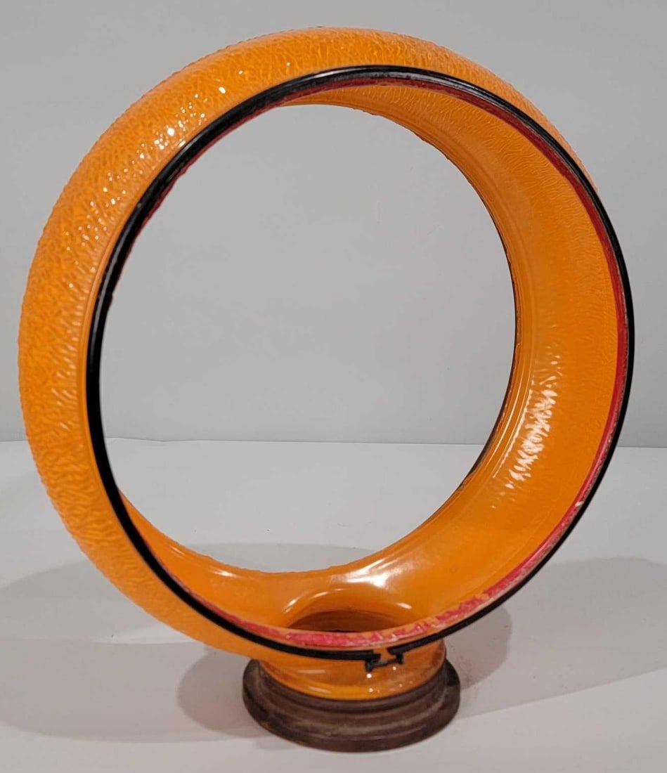 Original Orange Ripple Glass Globe Body Screw Base (TAC): rated 9.5, the orange ripple globe body is in excellent condition, has a copper screw base. TAC #025694