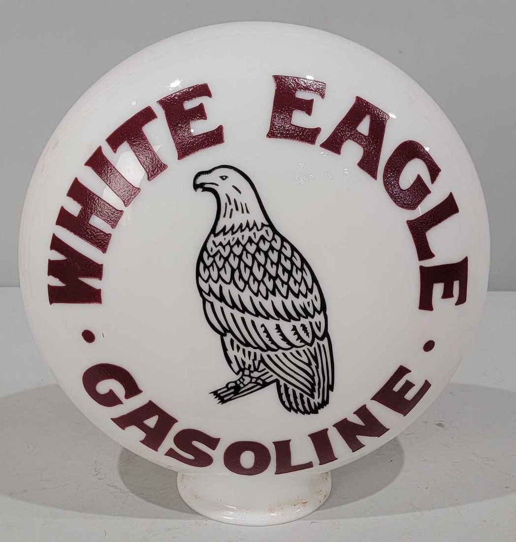 Reproduction White Eagle Gasoline OPE Milk Glass Globe (1 of 2)