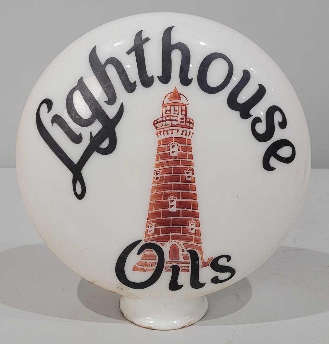 Reproduction Lighthouse Oils OPB Milk Glass Globe (1 of 2)