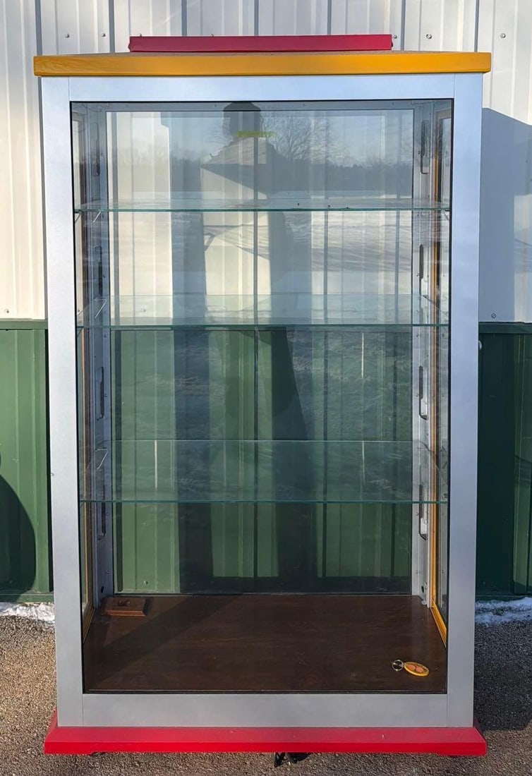 Restored Show Case on Wheels: 72"x42"x21", in good condition, keys are locked inside the case. This Item must be picked up in Wisconsin