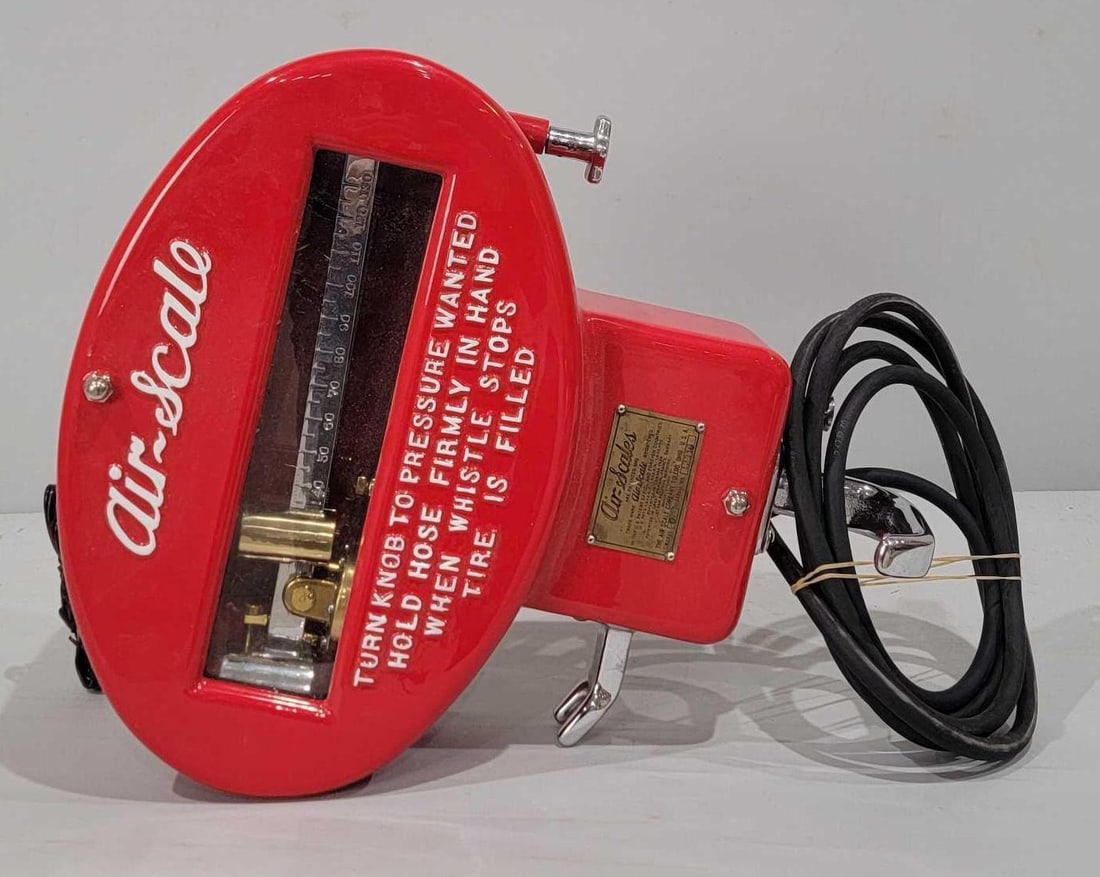 Wall Mounted Air Scale Model D (restored): has been professionally restored, 22"x18"x6", is complete and in working order, comes with air hose, Rick had this hooked up and was using at his downtown building. This Item must be