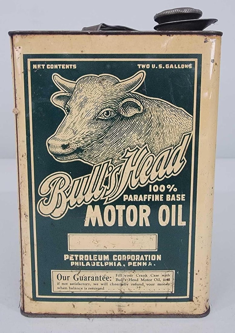 Bull's Head Motor Oil Two-Gallon Square Metal Can (1 of 5)