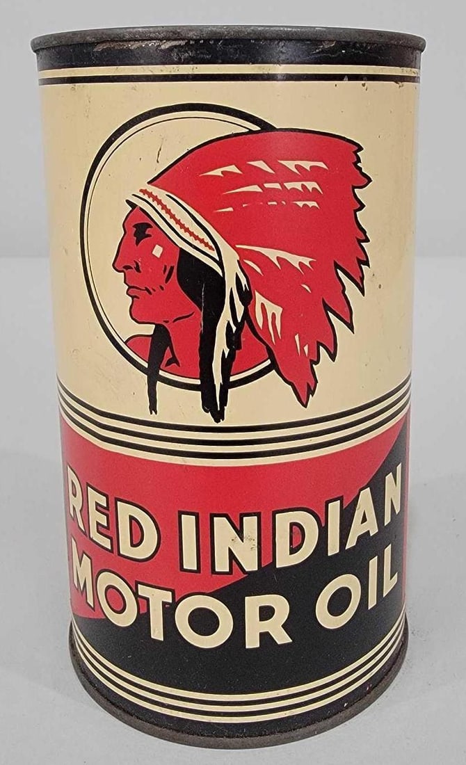 Red Indian Motor Oil w/Logo One-Quart Imperial Metal Can (TAC) (1 of 5)