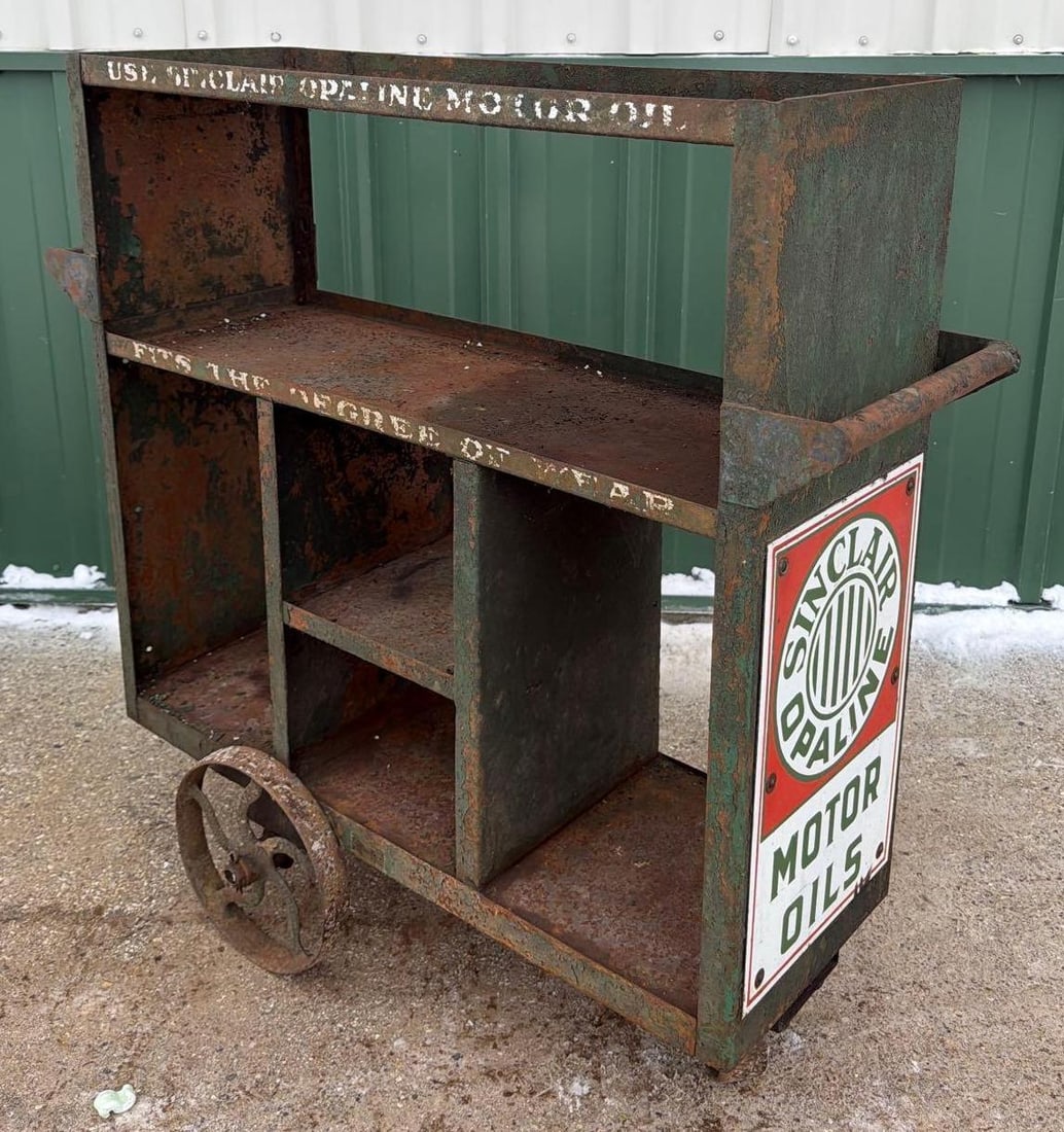 Sinclair Service Station Metal Roll-a-round Lubrication Cart w/SSP Sign (1 of 5)