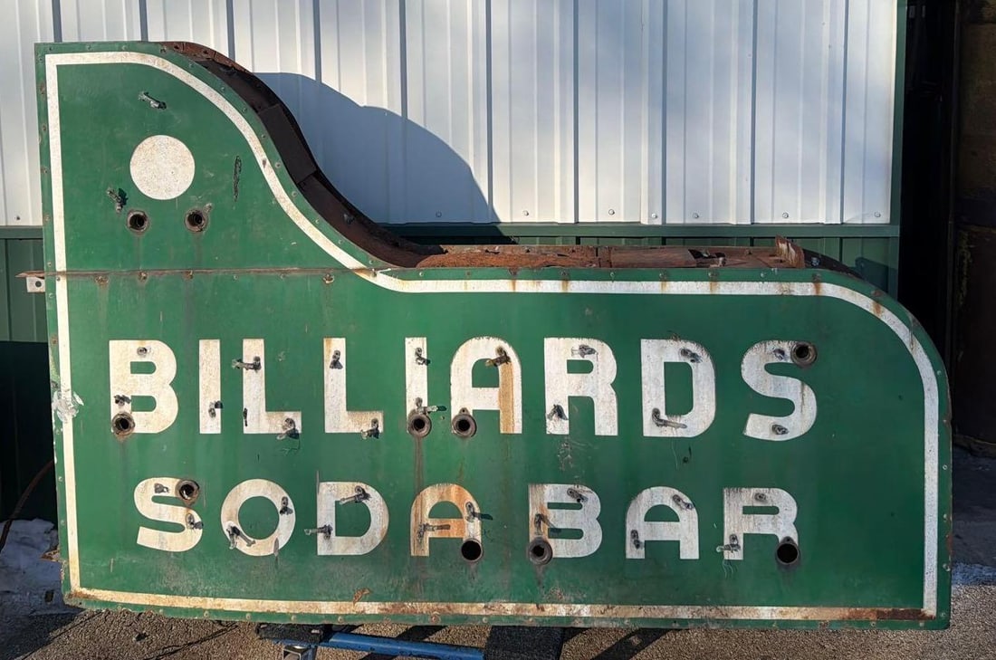 Billiards Soda Bar Porcelain Neon Sign (1 of 8)