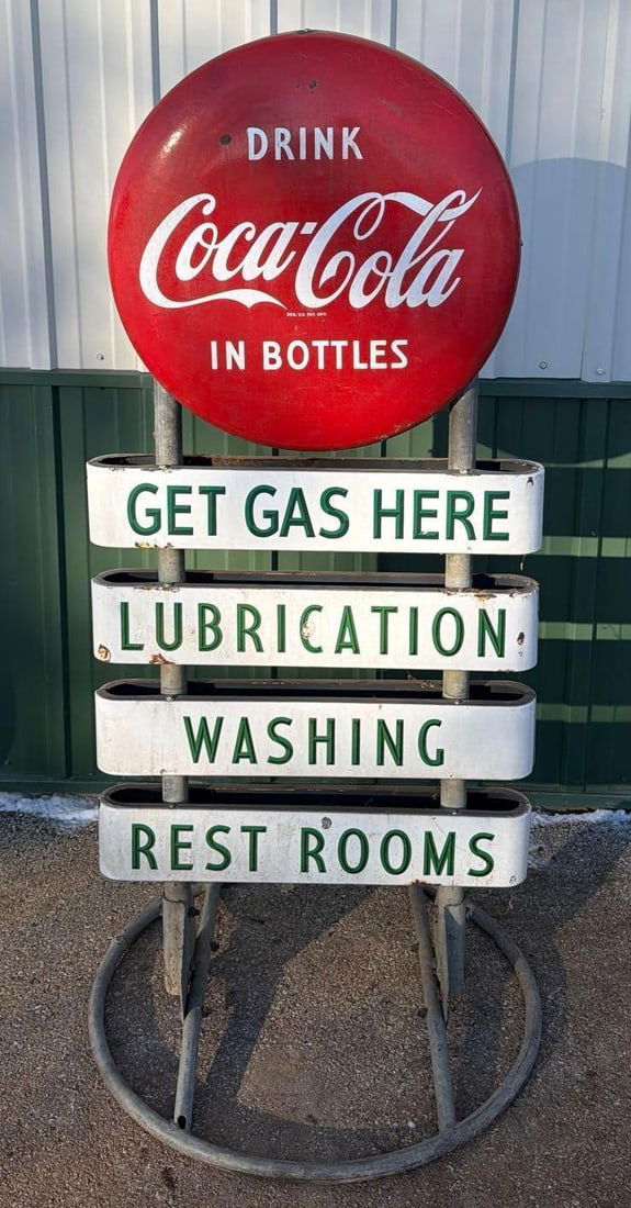 Gas Station Coca-Cola Curb Sign (1 of 5)