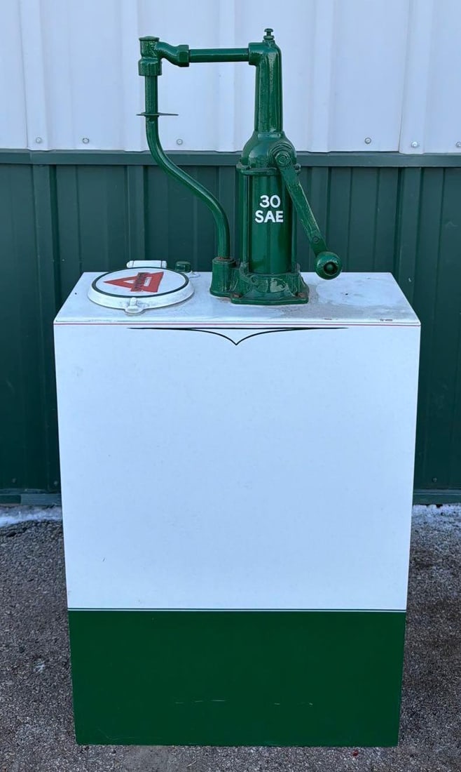 Restored Metal Lubster in Conoco Colors and Embossed Lid: 51"T., good condition. This Item must be picked up in Wisconsin