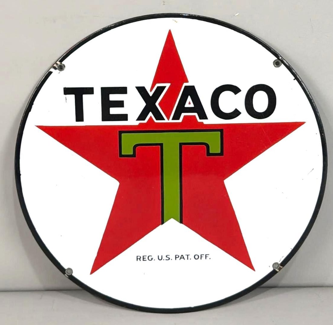 Texaco (black-T) Star Logo Porcelain Sign (TAC) (1 of 3)