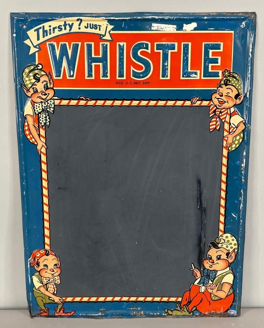Whistle Self-Framed Embossed Tin Chalkboard Sign W/ Elf Graphics (1 of 5)