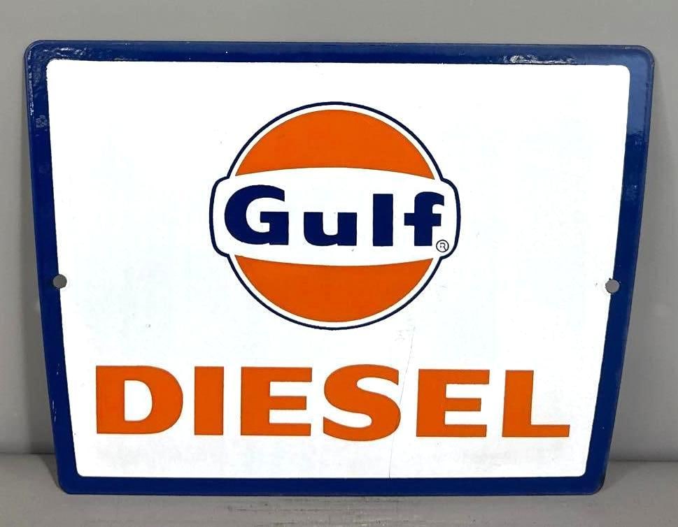 Gulf Diesel w/Logo Porcelain Pump Sign (TAC): rated 9.75, 8.5"x11.5". The SSP sign has is nice. Rarity 1. TAC #061392