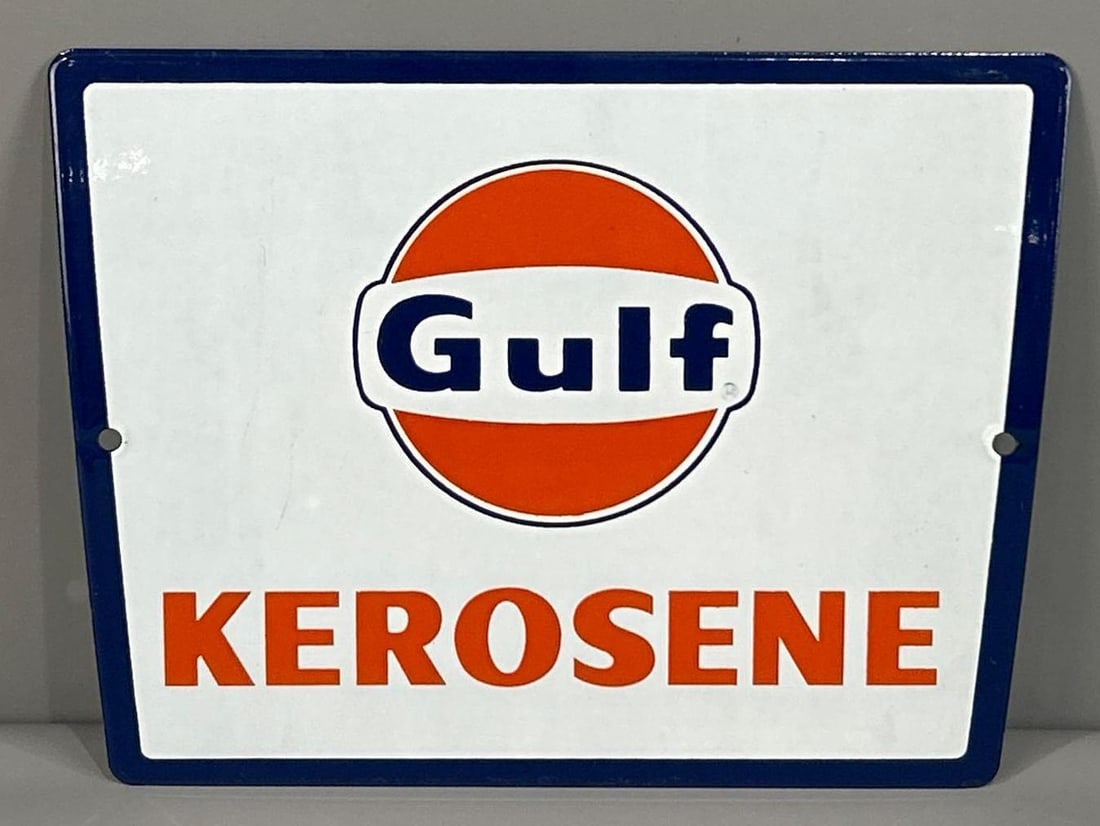 Gulf Kerosene Porcelain Pump Plate W/ Logo Graphic (1 of 5)