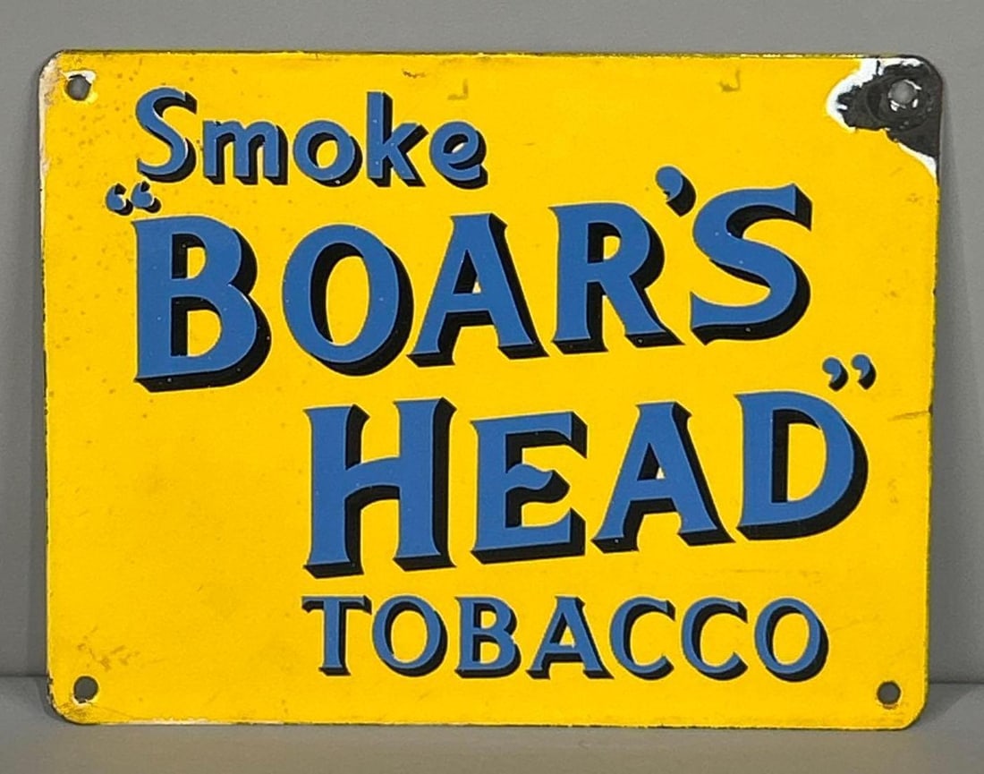 Smoke Boar's Head Tobacco Porcelain Sign (1 of 3)