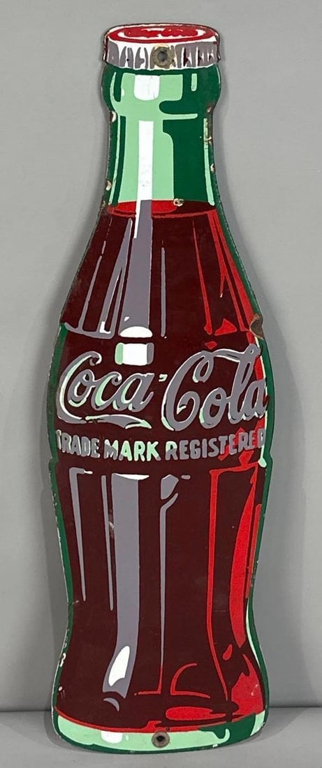 Coca-Cola Die-Cut Porcelain Bottle Sign (1 of 4)