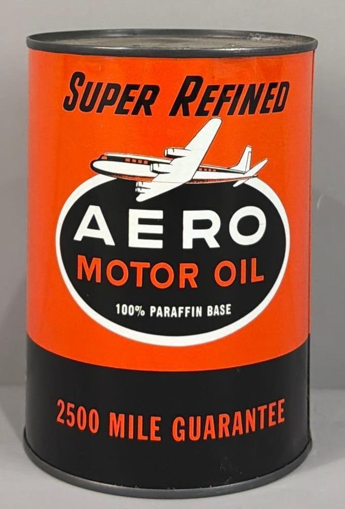 Aero Motor Oil w/4-Engine Aircraft Image Quart Metal Can (TAC) (1 of 4)
