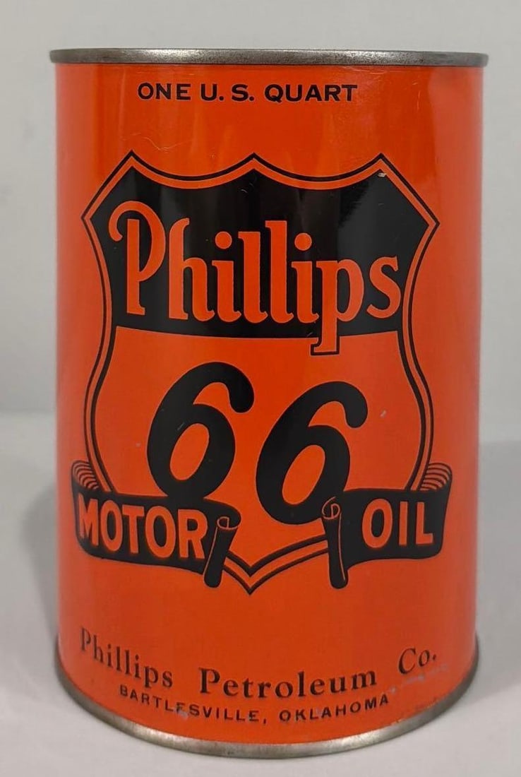 Phillips 66 Motor Oil Quart Round Metal Can (TAC) (1 of 5)