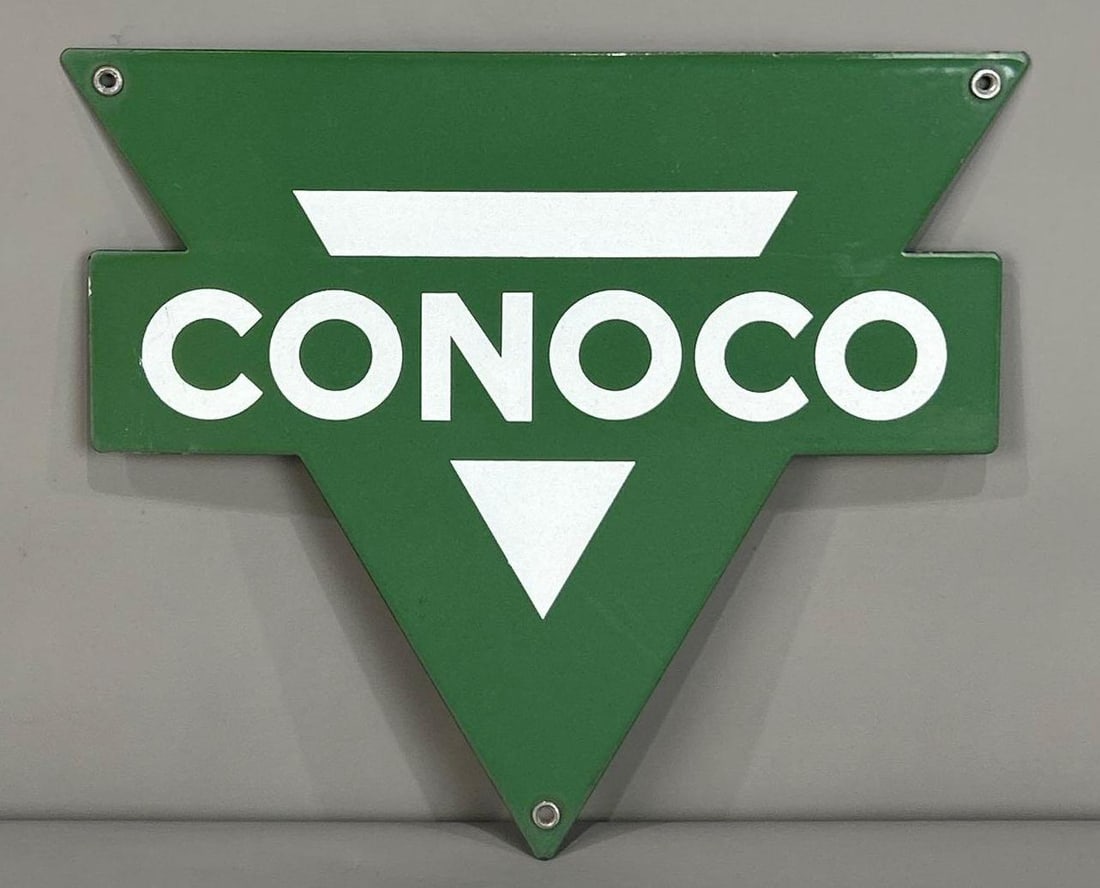 Conoco Die-Cut Porcelain Pump Plate Sign (1 of 3)
