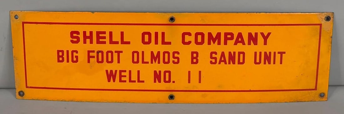 Shell Oil Company Well No. 11 Porcelain Sign (TAC): rated 9, 7"x24", the SSP sign has good color and gloss. TAC #063028