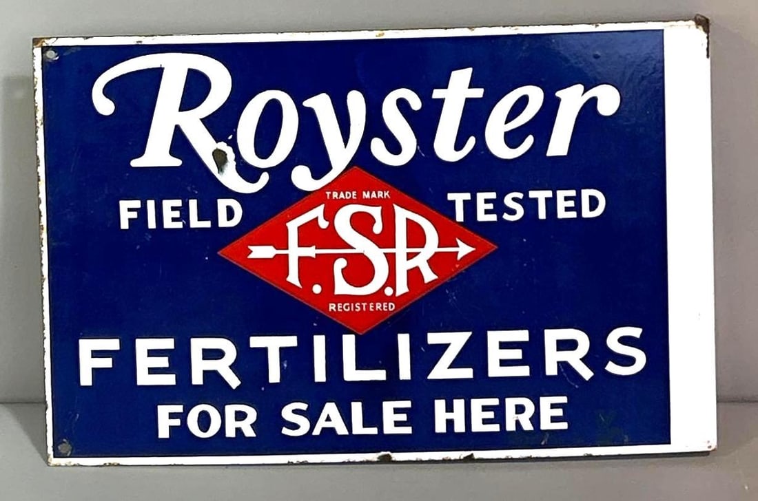 Royster Fertilizers For Sale Here Porcelain Flange Sign (TAC) (1 of 9)