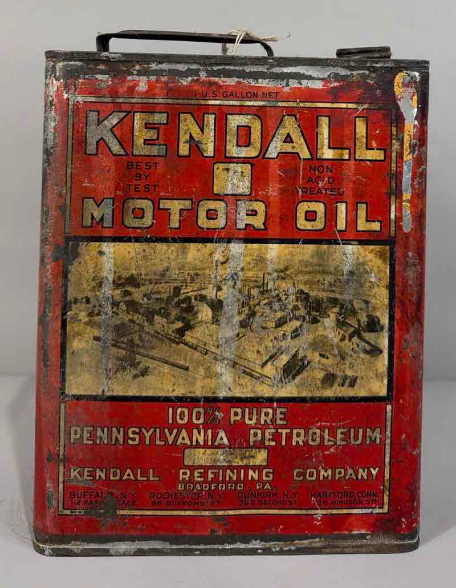 Kendall Motor Oil w/Factory Scene One Gallon Metal Can (1 of 3)