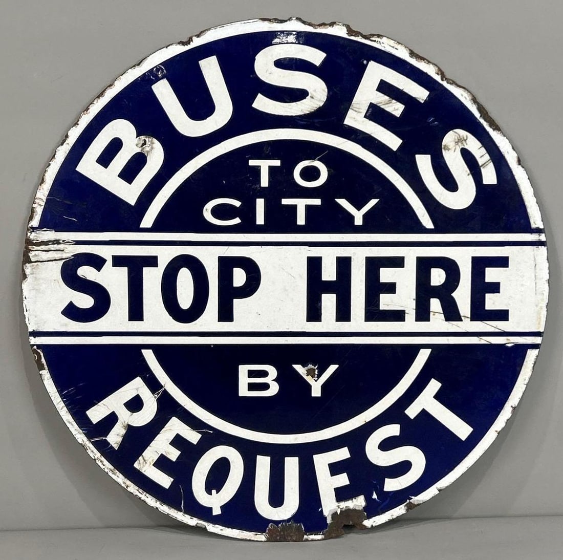 Buses Request Stop Here Porcelain Sign (TAC) - 2