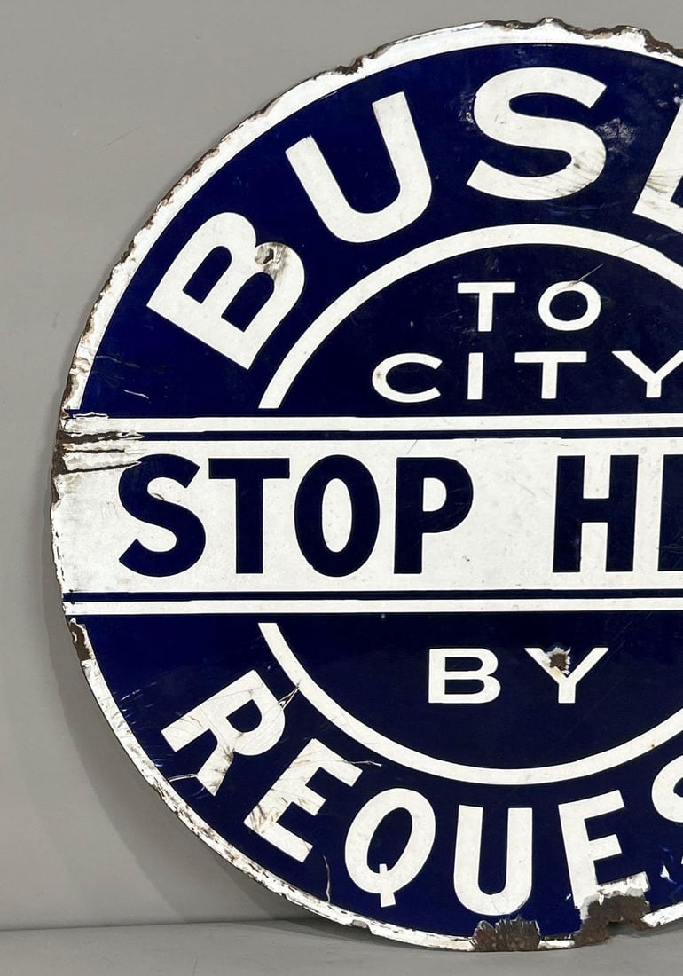 Buses Request Stop Here Porcelain Sign (TAC) - 3