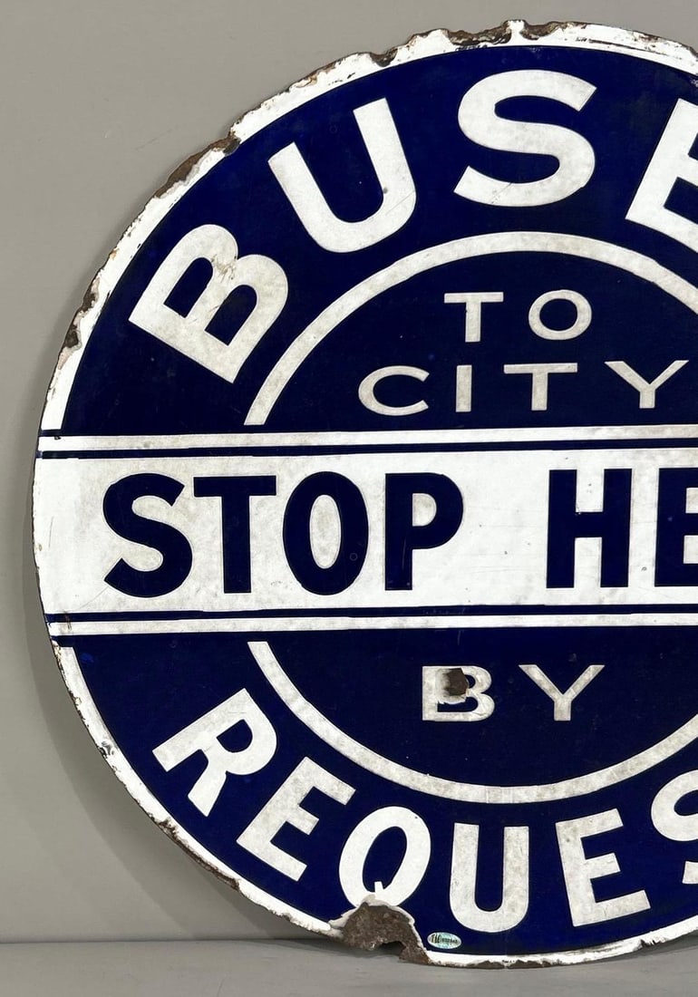 Buses Request Stop Here Porcelain Sign (TAC) - 5
