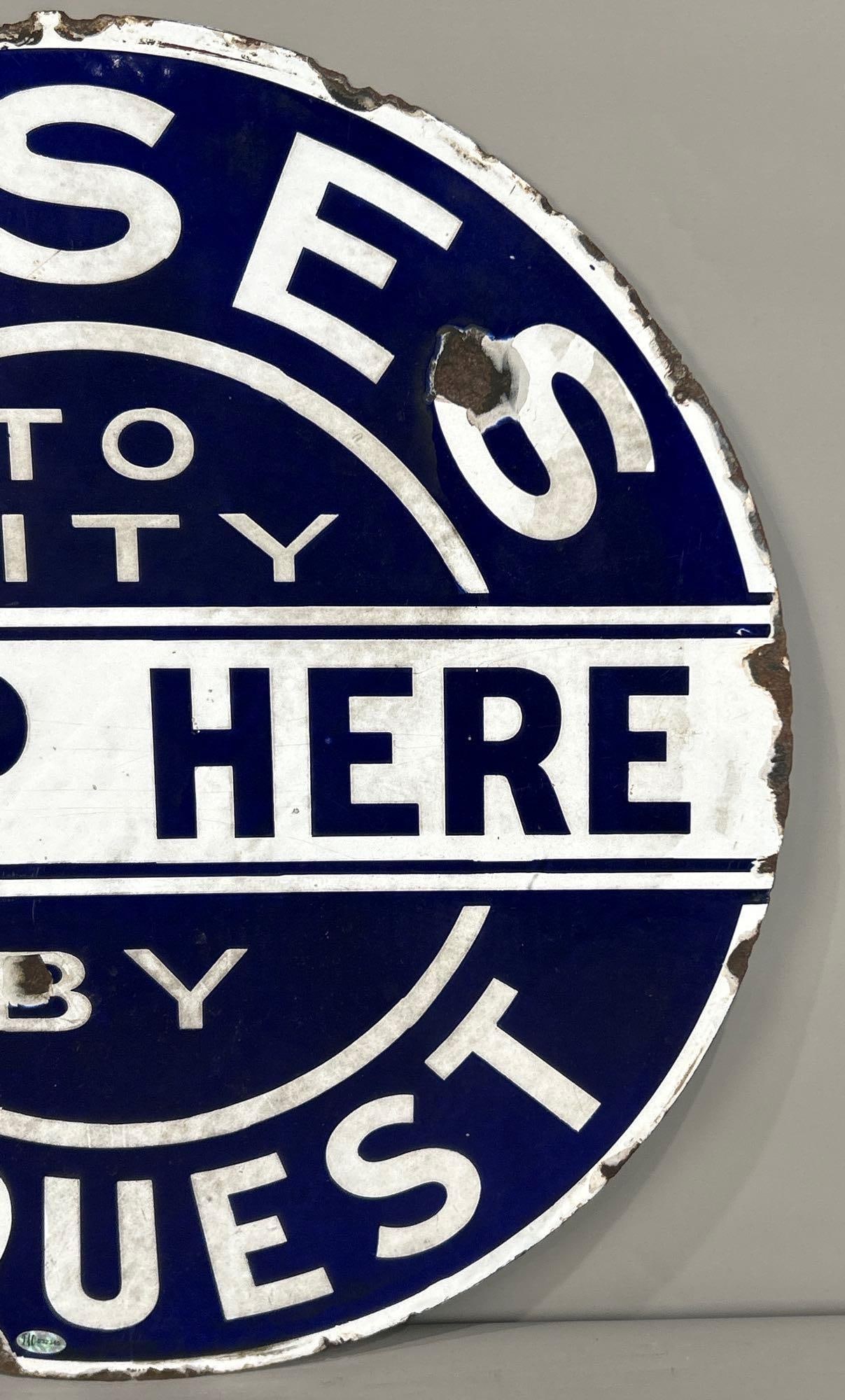 Buses Request Stop Here Porcelain Sign (TAC) - 6