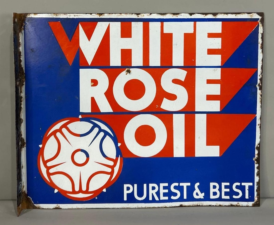 White Rose Oil "Purest & Best" Porcelain Flange Sign (TAC) (1 of 7)