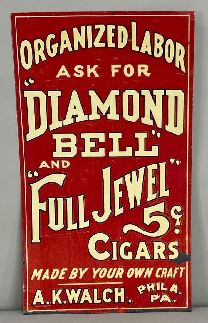 Diamond Bell Full Jewel 5¢ Cigar Tin SIgn (1 of 3)