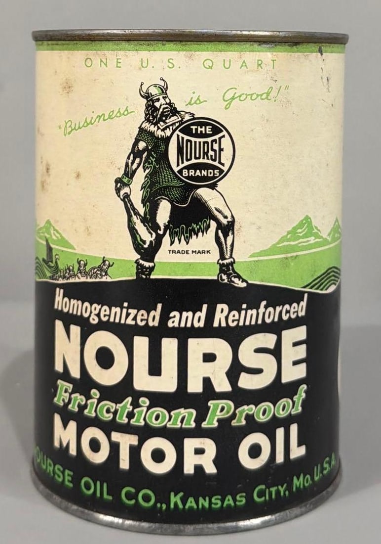 Nourse Motor Oil w/Logo Quart Metal Can (green)(TAC) (1 of 4)