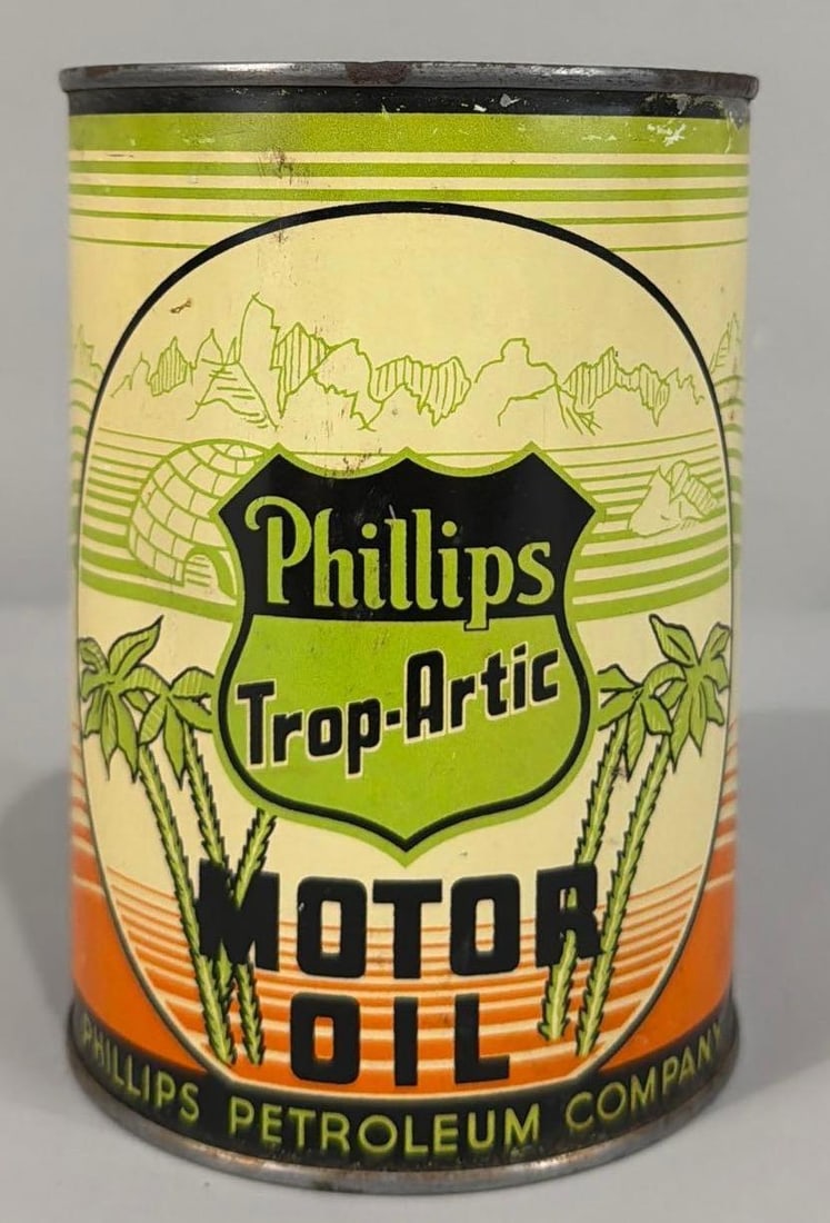 Phillips Trop-Artic Motor Oil Quart Round Metal Can (TAC) (1 of 4)